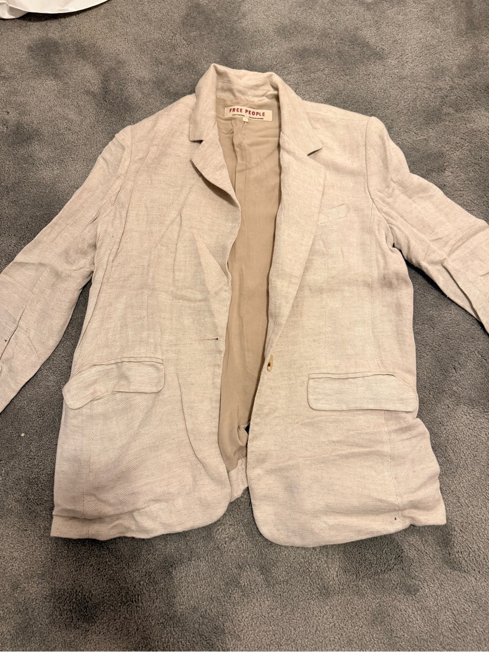 Free People Light Beige Oversized Blazer